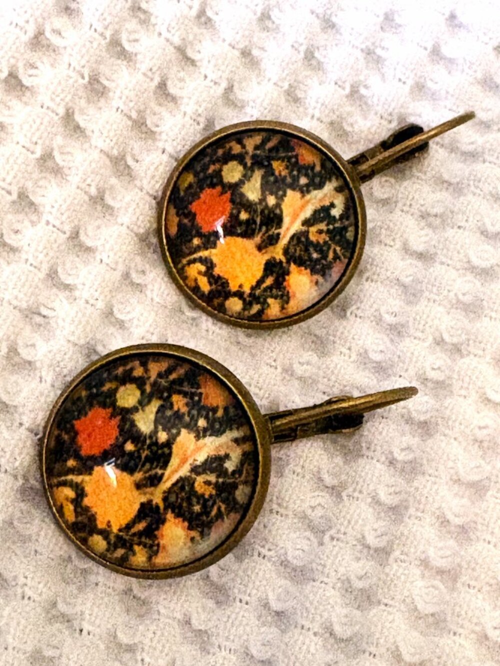 Floral-Celestial Abstract Drop Earrings-Handmade NWOT - Picture 3 of 12